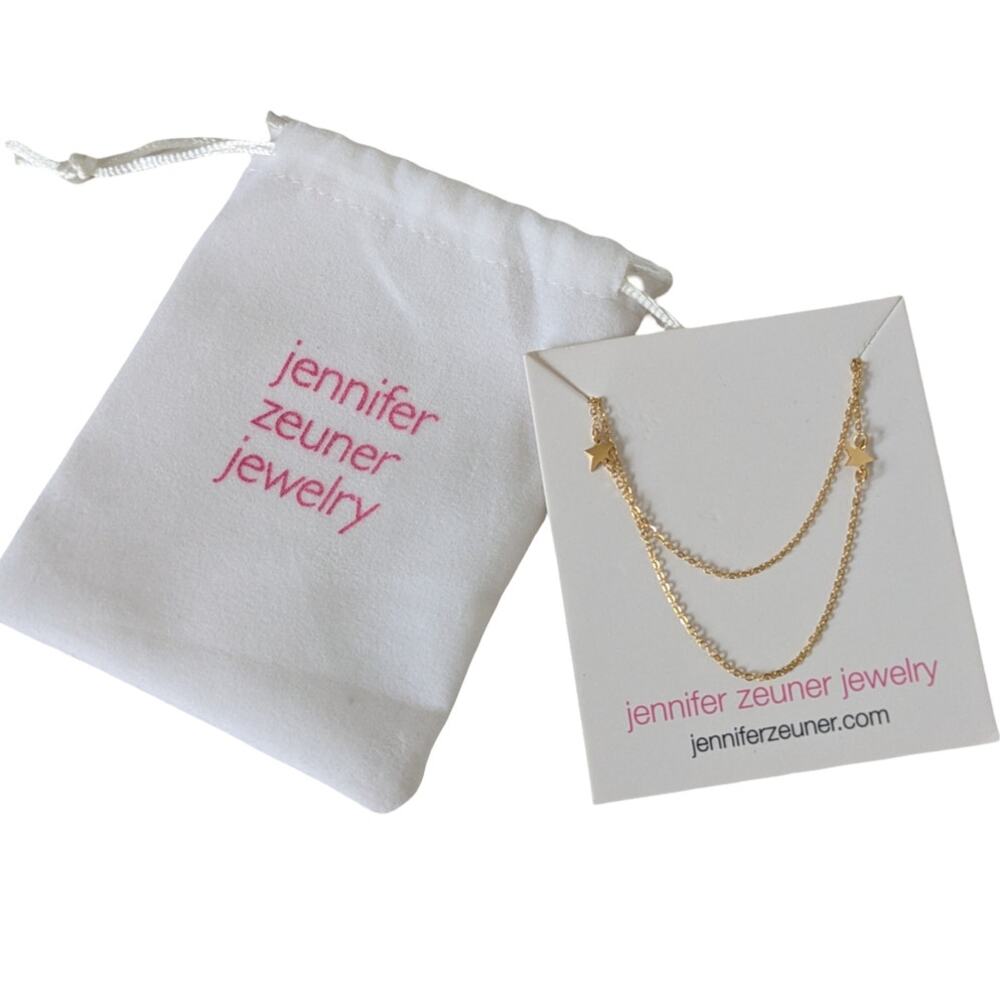 Jennifer Zeuner Jewelry Star Double Necklace New Gold Plated - Picture 6 of 6